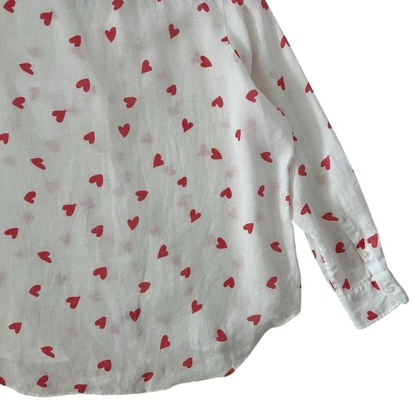 Frank & Eileen Eileen Pink Messy Hearts 100% Linen Button Up Size L‎ - Picture 6 of 12